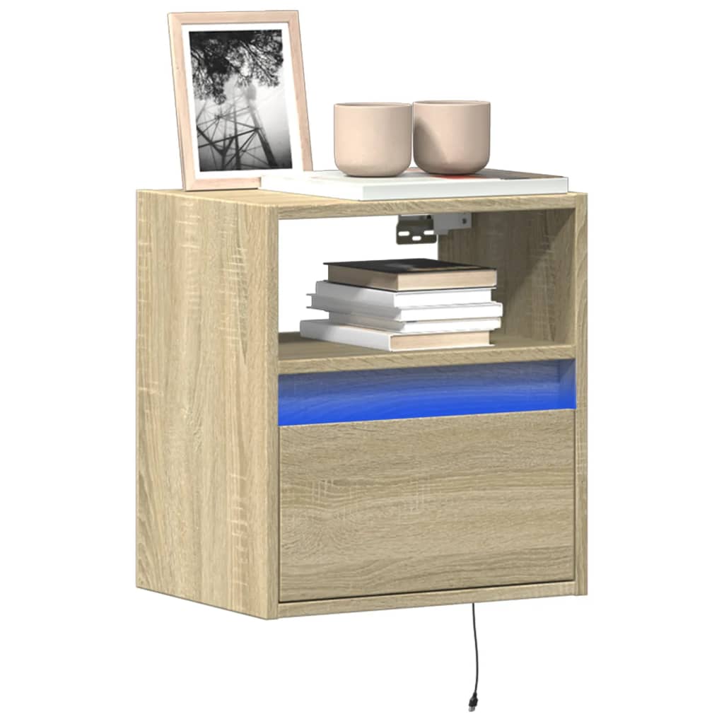 Meubles TV muraux lumières LED 2 pcs chêne sonoma 41x31x45 cm - XIOS