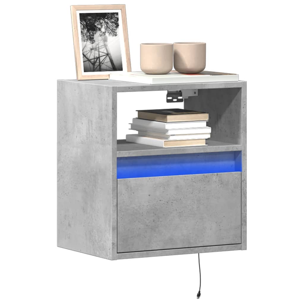 Meubles TV muraux et lumières LED 2 pcs gris béton 41x31x45 cm - XIOS