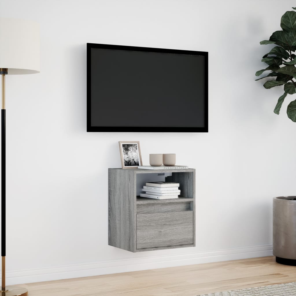 Meuble TV mural avec lumières LED sonoma gris 41x31x45 cm - XIOS