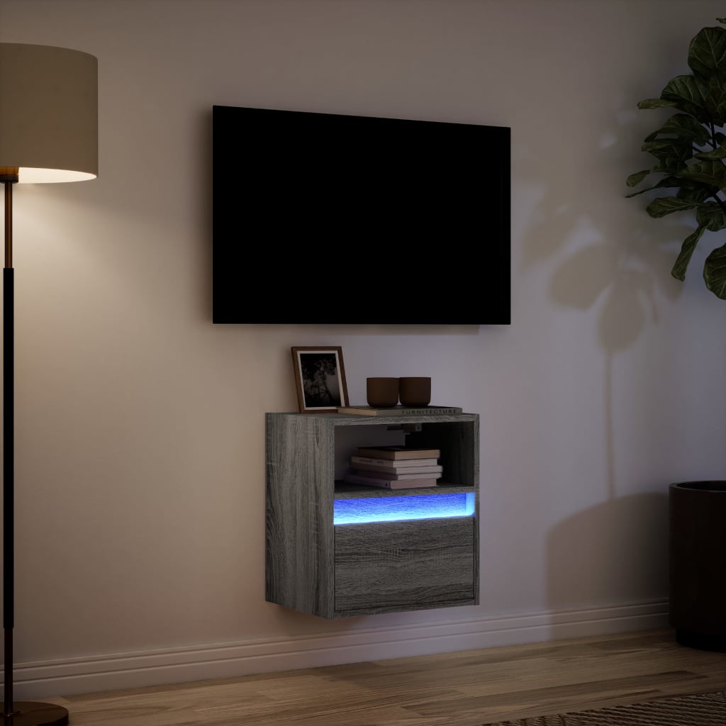 Meuble TV mural avec lumières LED sonoma gris 41x31x45 cm - XIOS