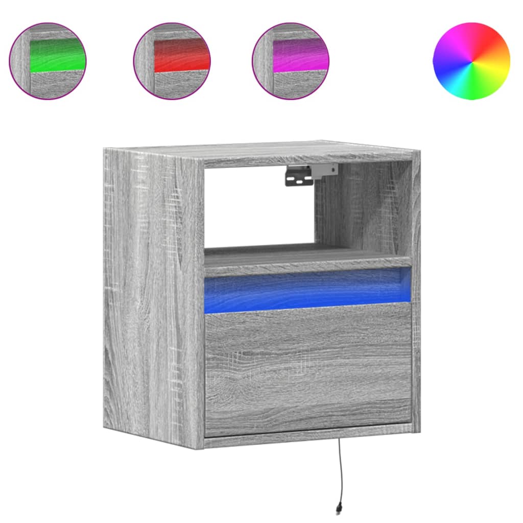 Meubles TV muraux et lumières LED 2 pcs sonoma gris 41x31x45 cm - XIOS