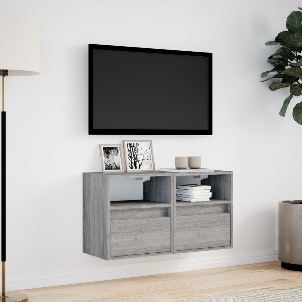 Meubles TV muraux et lumières LED 2 pcs sonoma gris 41x31x45 cm - XIOS