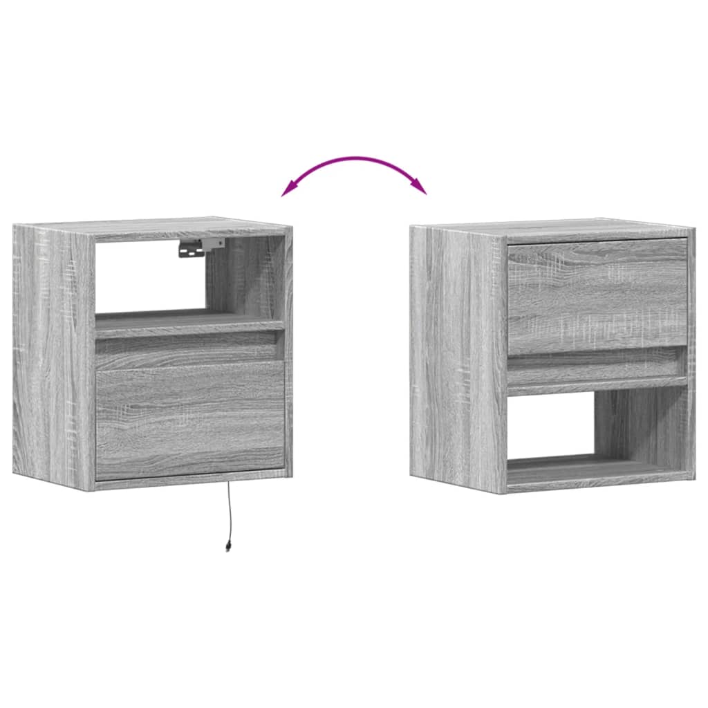 Meubles TV muraux et lumières LED 2 pcs sonoma gris 41x31x45 cm - XIOS