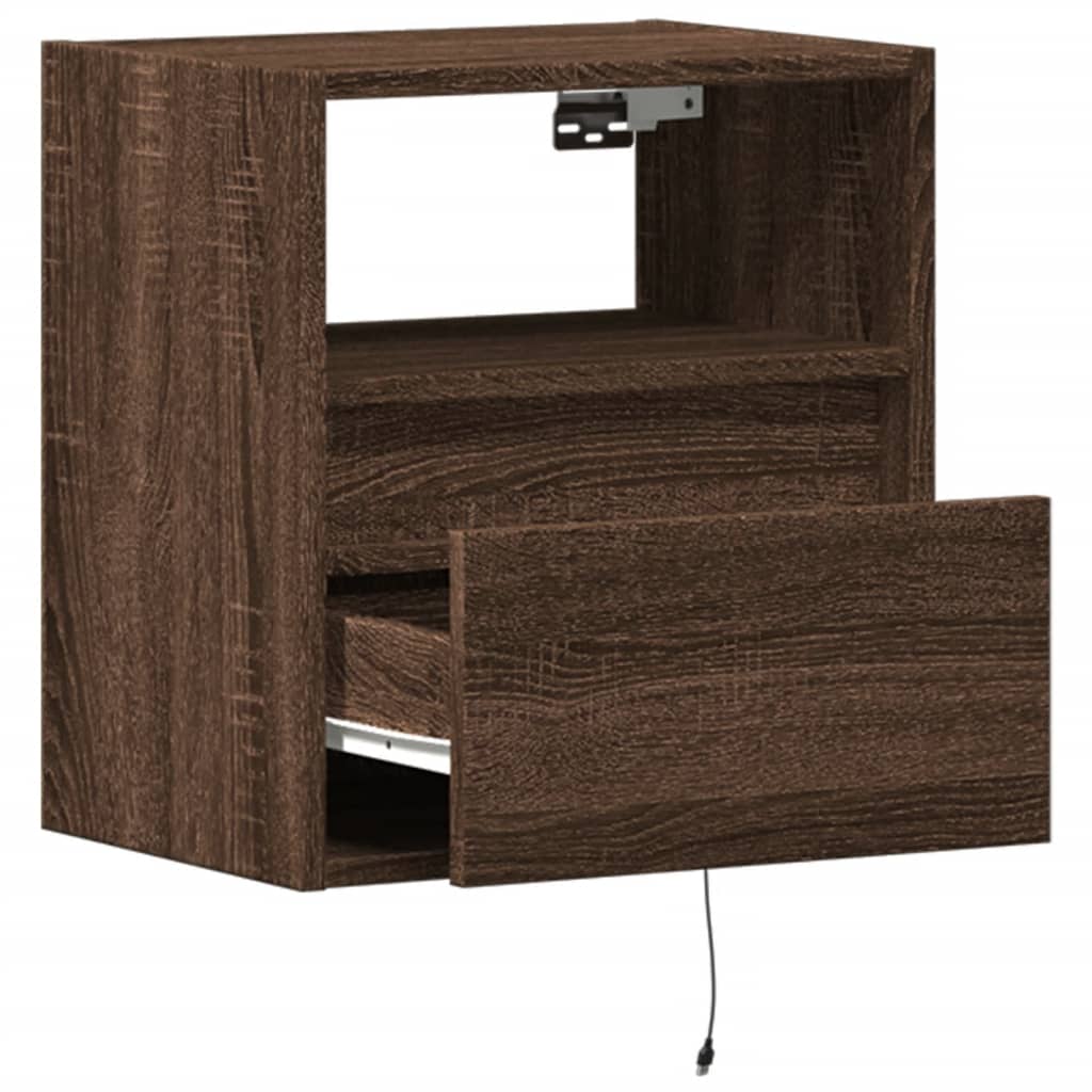 Meuble TV mural avec lumières LED chêne marron 41x31x45 cm - XIOS