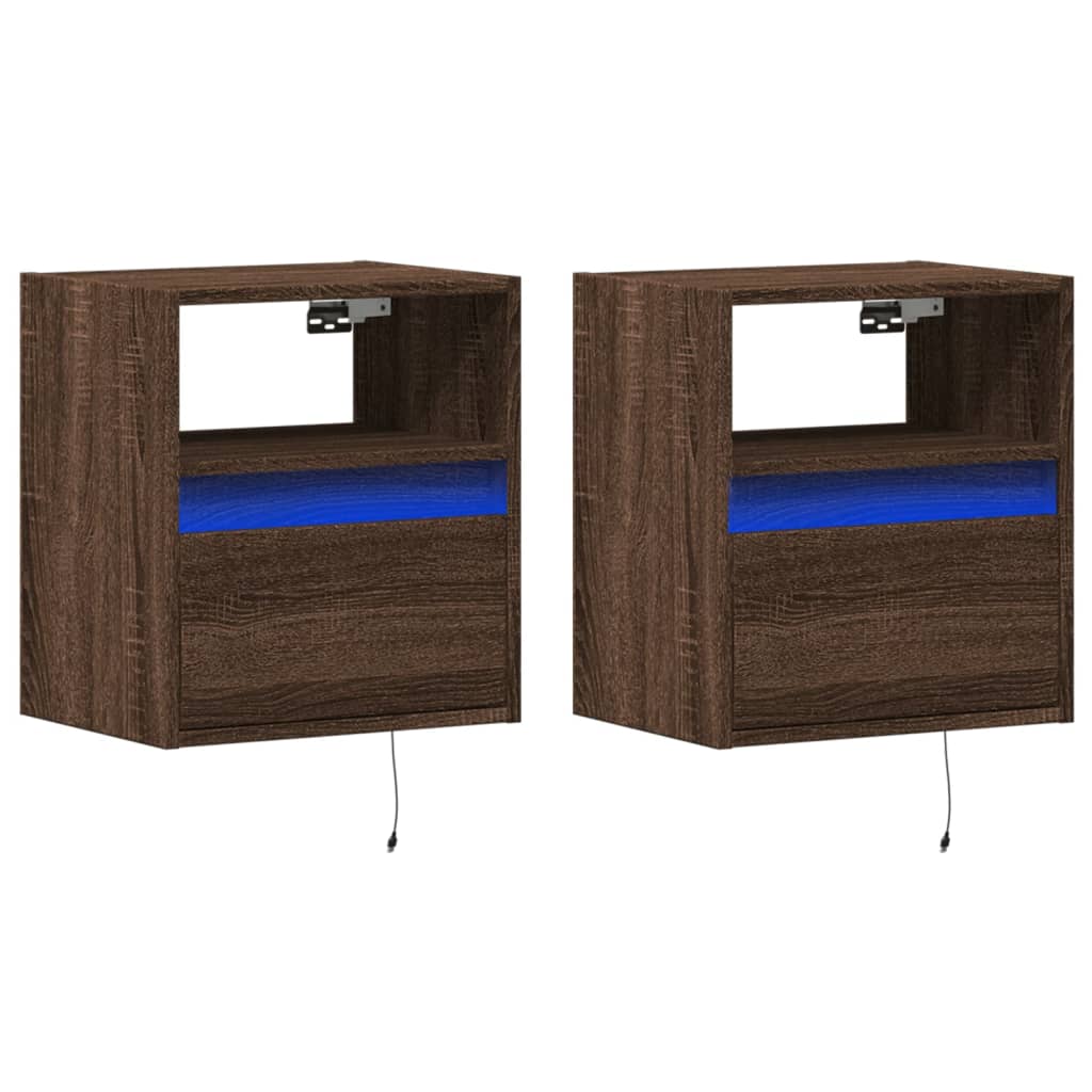 Meubles TV muraux lumières LED 2 pcs chêne marron 41x31x45 cm - XIOS