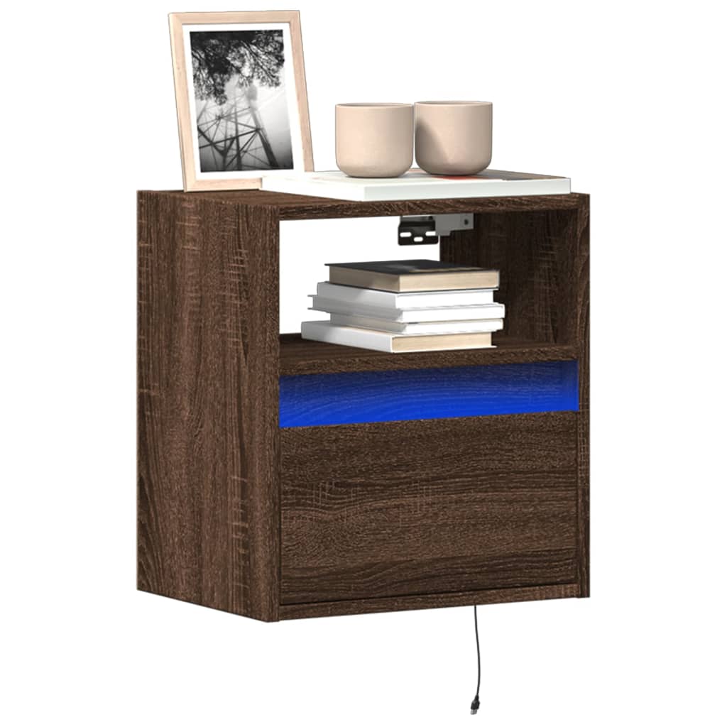 Meubles TV muraux lumières LED 2 pcs chêne marron 41x31x45 cm - XIOS