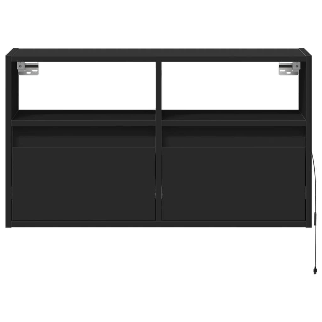 Meuble TV mural avec lumières LED noir 80x31x45 cm - XIOS