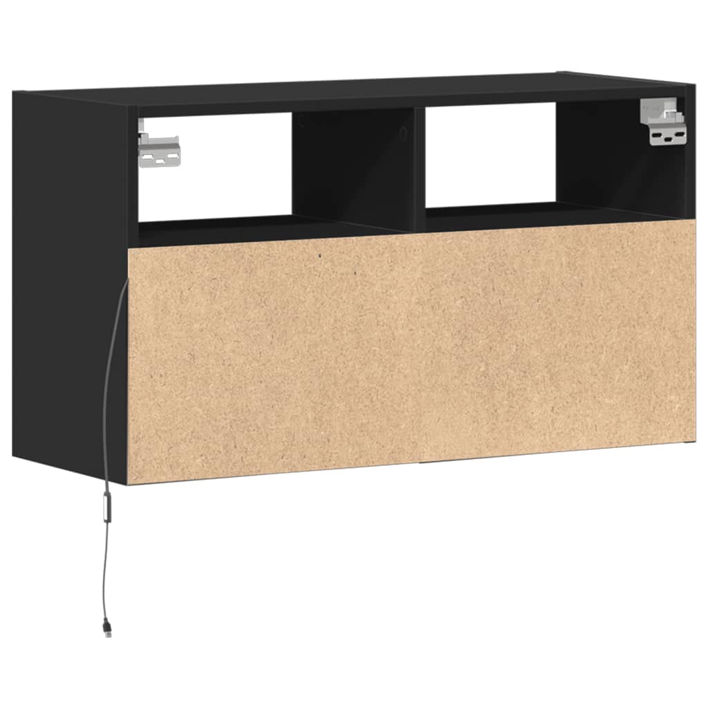 Meuble TV mural avec lumières LED noir 80x31x45 cm - XIOS
