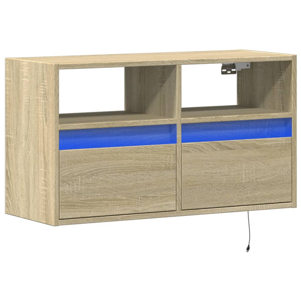 Meuble TV mural avec lumières LED chêne sonoma 80x31x45 cm - XIOS