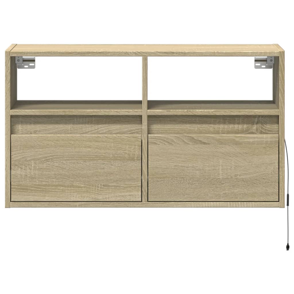Meuble TV mural avec lumières LED chêne sonoma 80x31x45 cm - XIOS