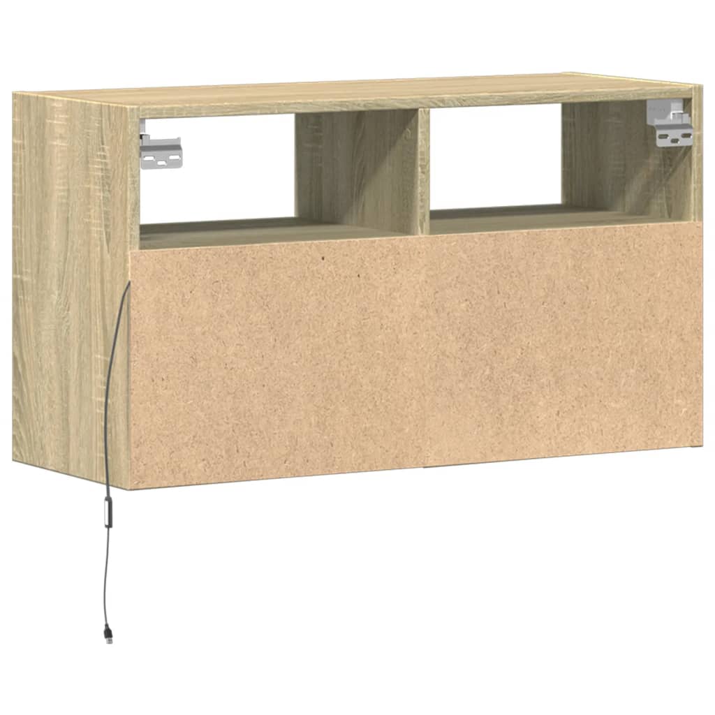 Meuble TV mural avec lumières LED chêne sonoma 80x31x45 cm - XIOS