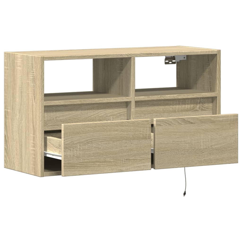 Meuble TV mural avec lumières LED chêne sonoma 80x31x45 cm - XIOS