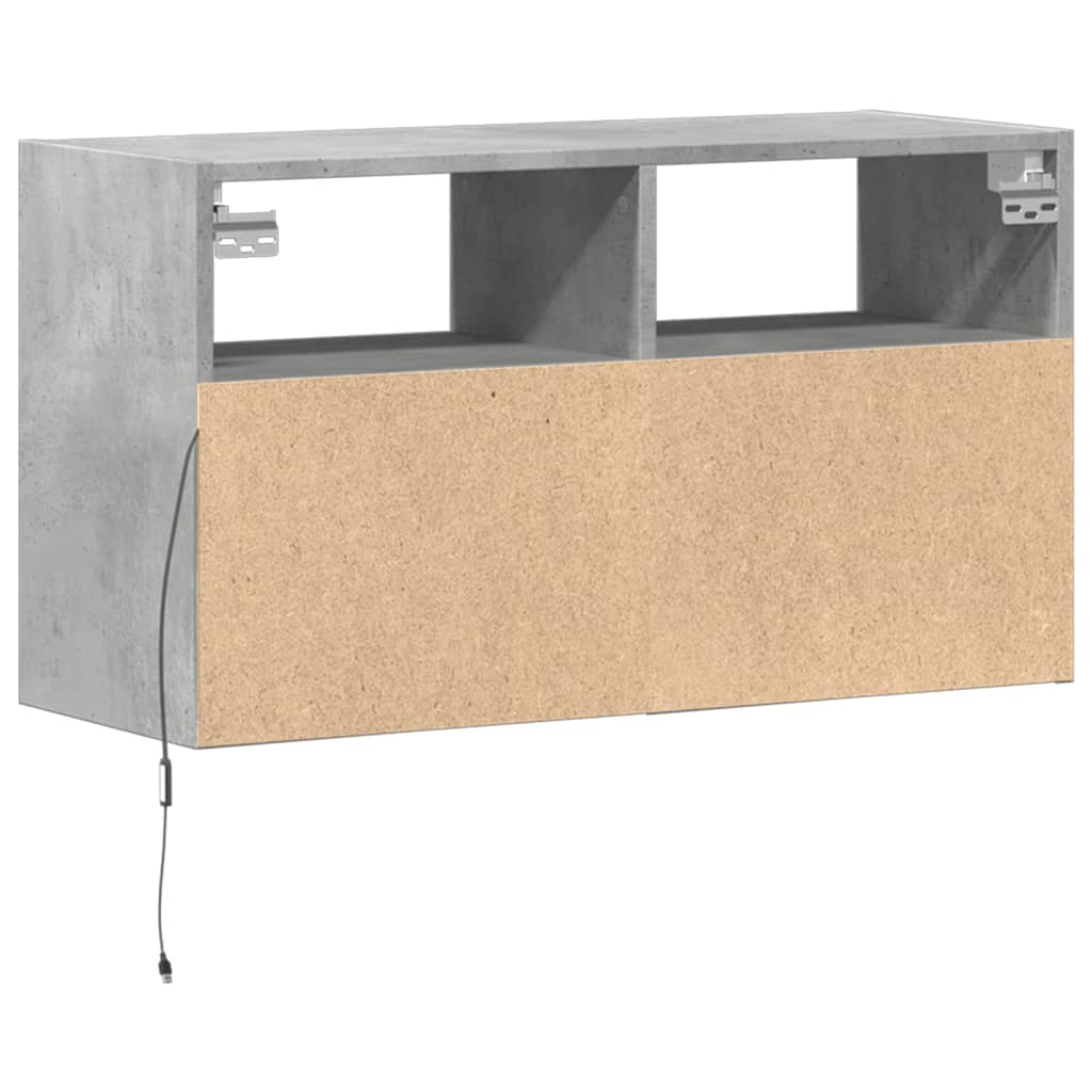 Meuble TV mural avec lumières LED gris béton 80x31x45 cm - XIOS