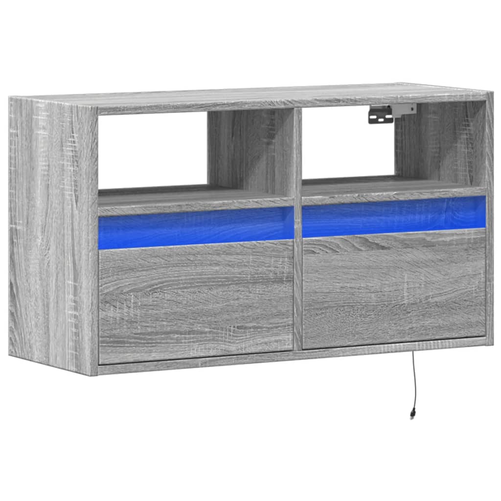 Meuble TV mural avec lumières LED sonoma gris 80x31x45 cm - XIOS