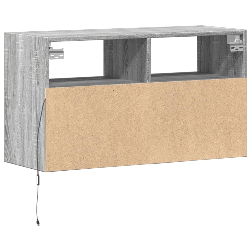Meuble TV mural avec lumières LED sonoma gris 80x31x45 cm - XIOS