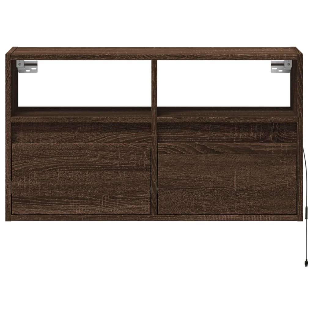 Meuble TV mural avec lumières LED chêne marron 80x31x45 cm - XIOS