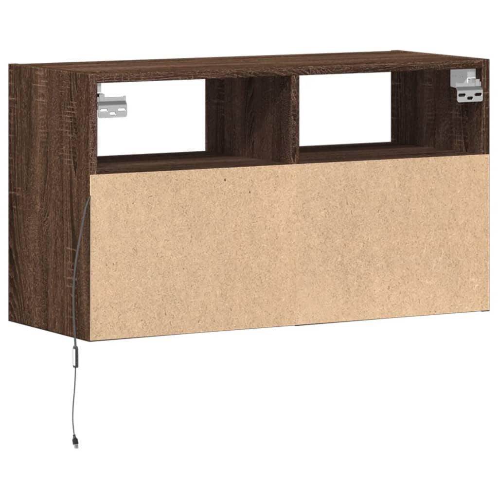 Meuble TV mural avec lumières LED chêne marron 80x31x45 cm - XIOS