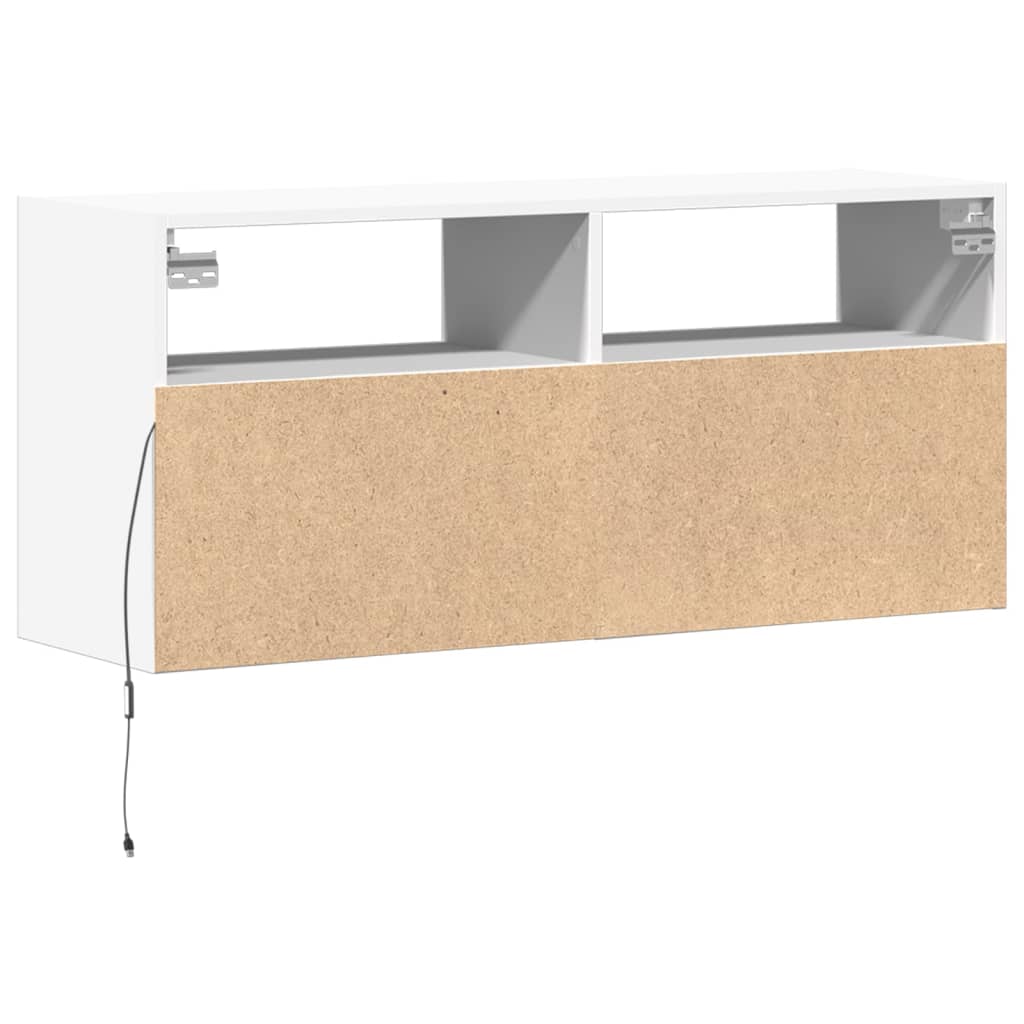 Meuble TV mural avec lumières LED blanc 100x31x45 cm - XIOS