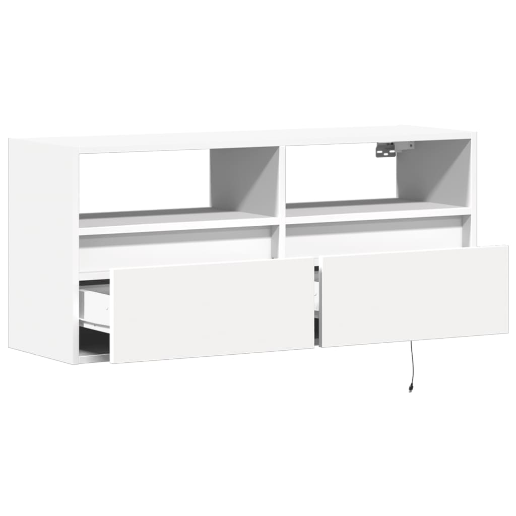 Meuble TV mural avec lumières LED blanc 100x31x45 cm - XIOS