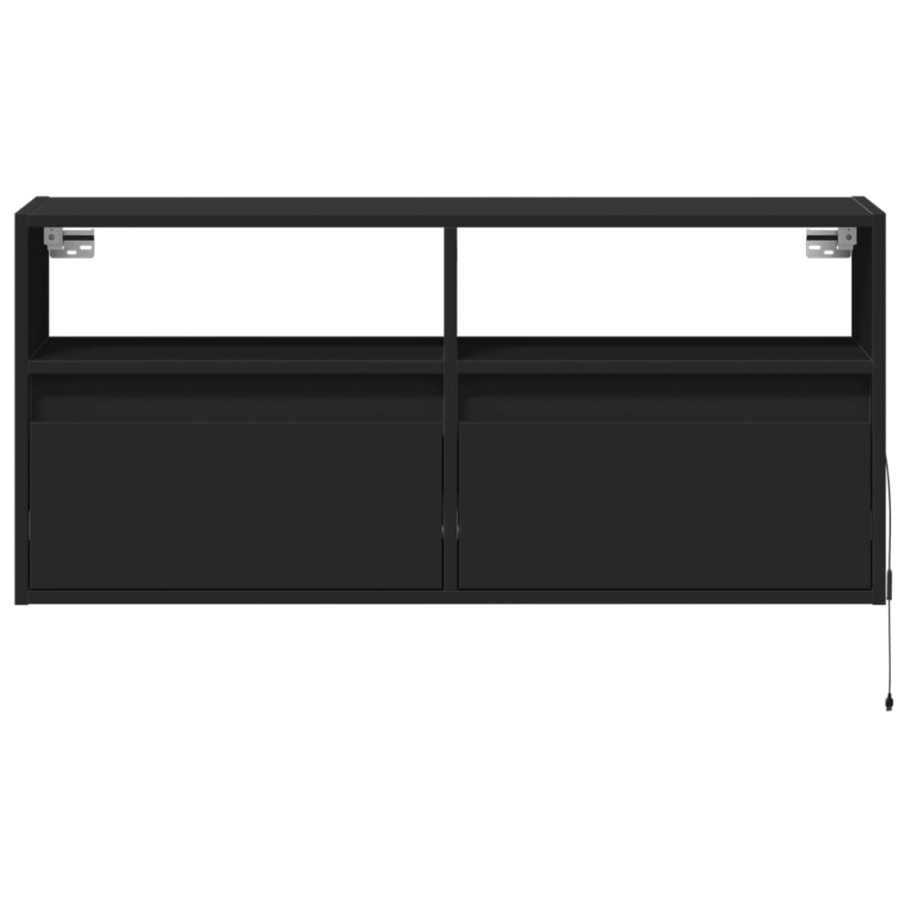 Meuble TV mural avec lumières LED noir 100x31x45 cm - XIOS