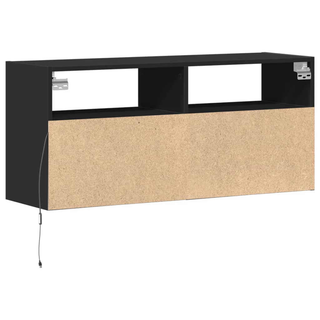 Meuble TV mural avec lumières LED noir 100x31x45 cm - XIOS