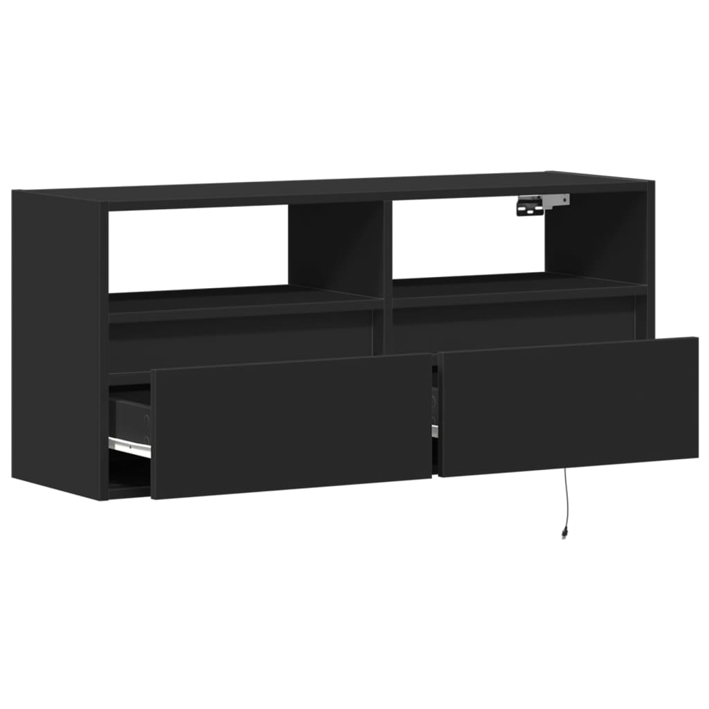 Meuble TV mural avec lumières LED noir 100x31x45 cm - XIOS