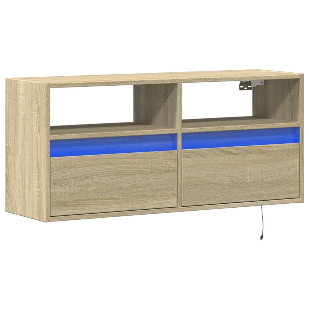 Meuble TV mural avec lumières LED chêne sonoma 100x31x45 cm - XIOS