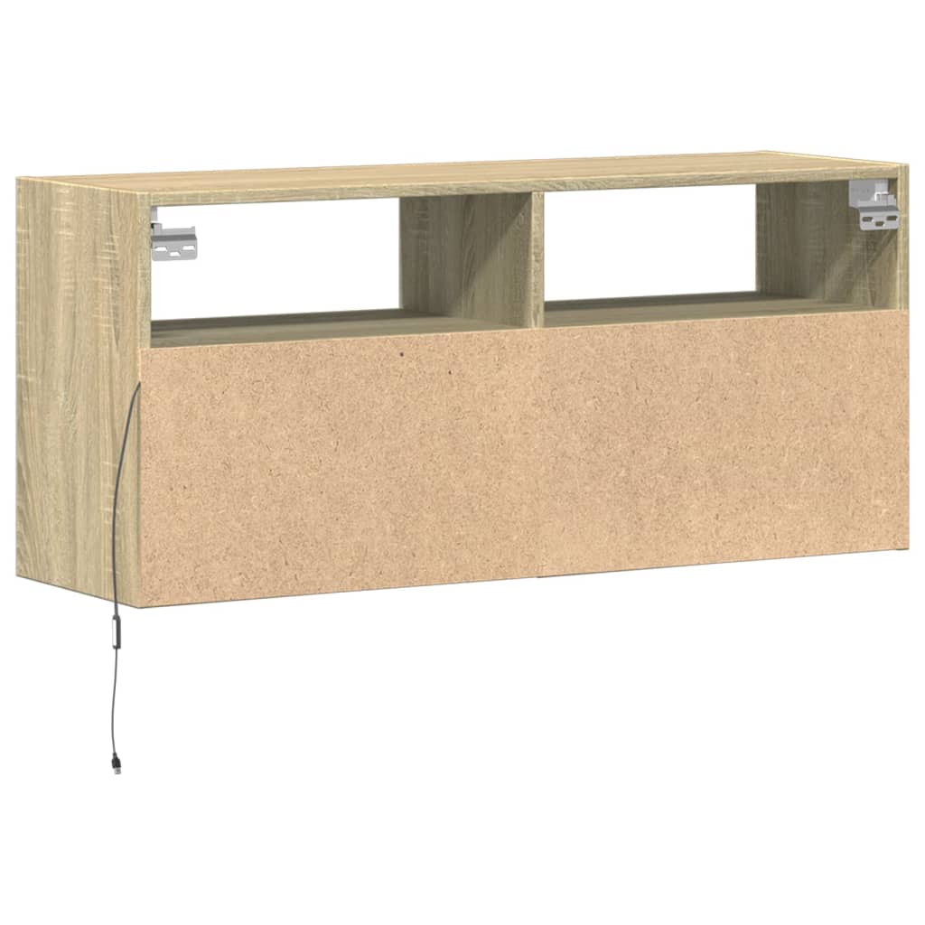 Meuble TV mural avec lumières LED chêne sonoma 100x31x45 cm - XIOS
