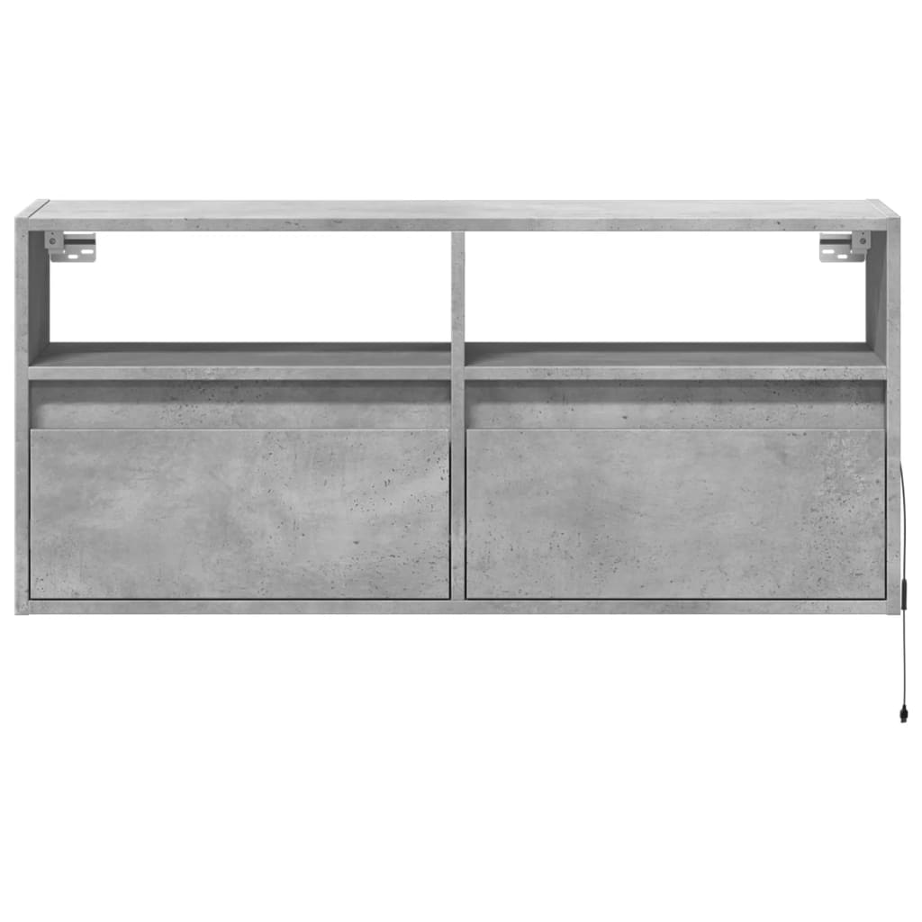 Meuble TV mural avec lumières LED gris béton 100x31x45 cm - XIOS