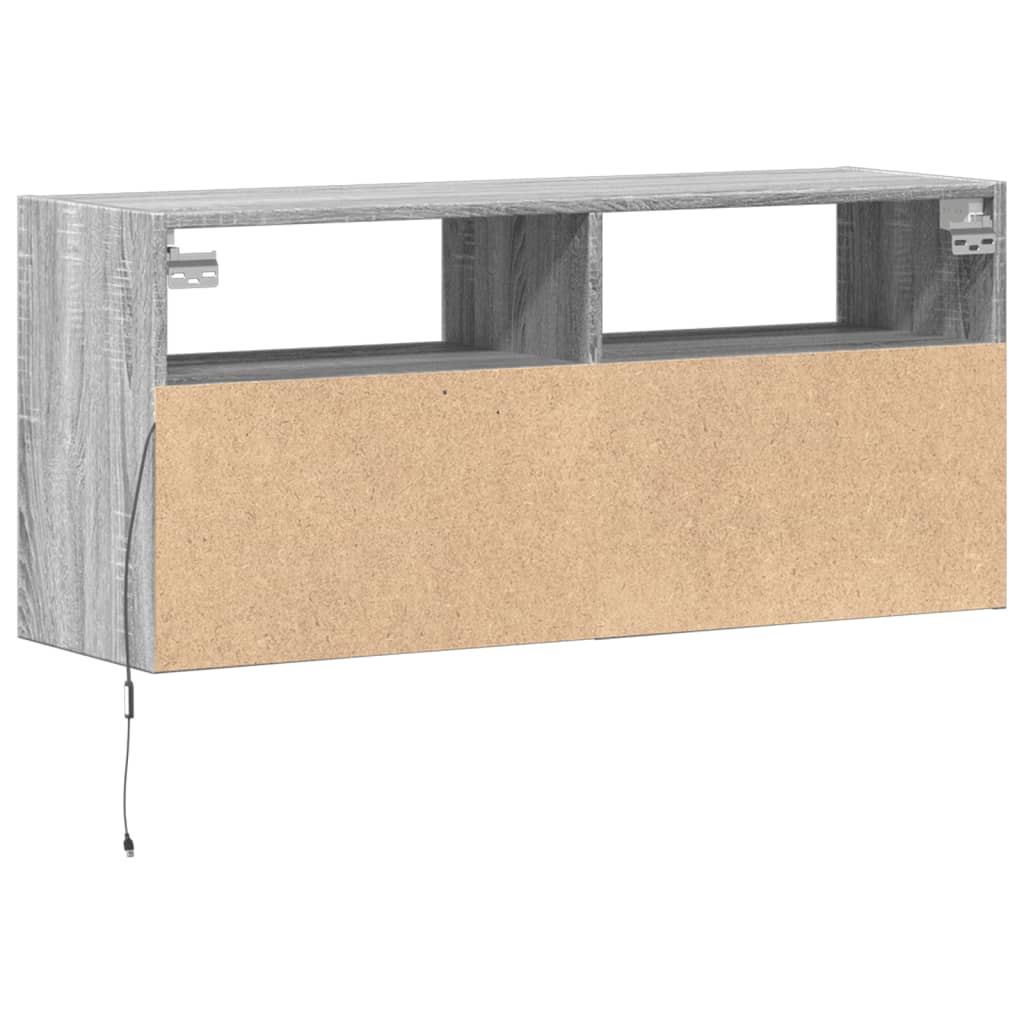 Meuble TV mural avec lumières LED sonoma gris 100x31x45 cm - XIOS