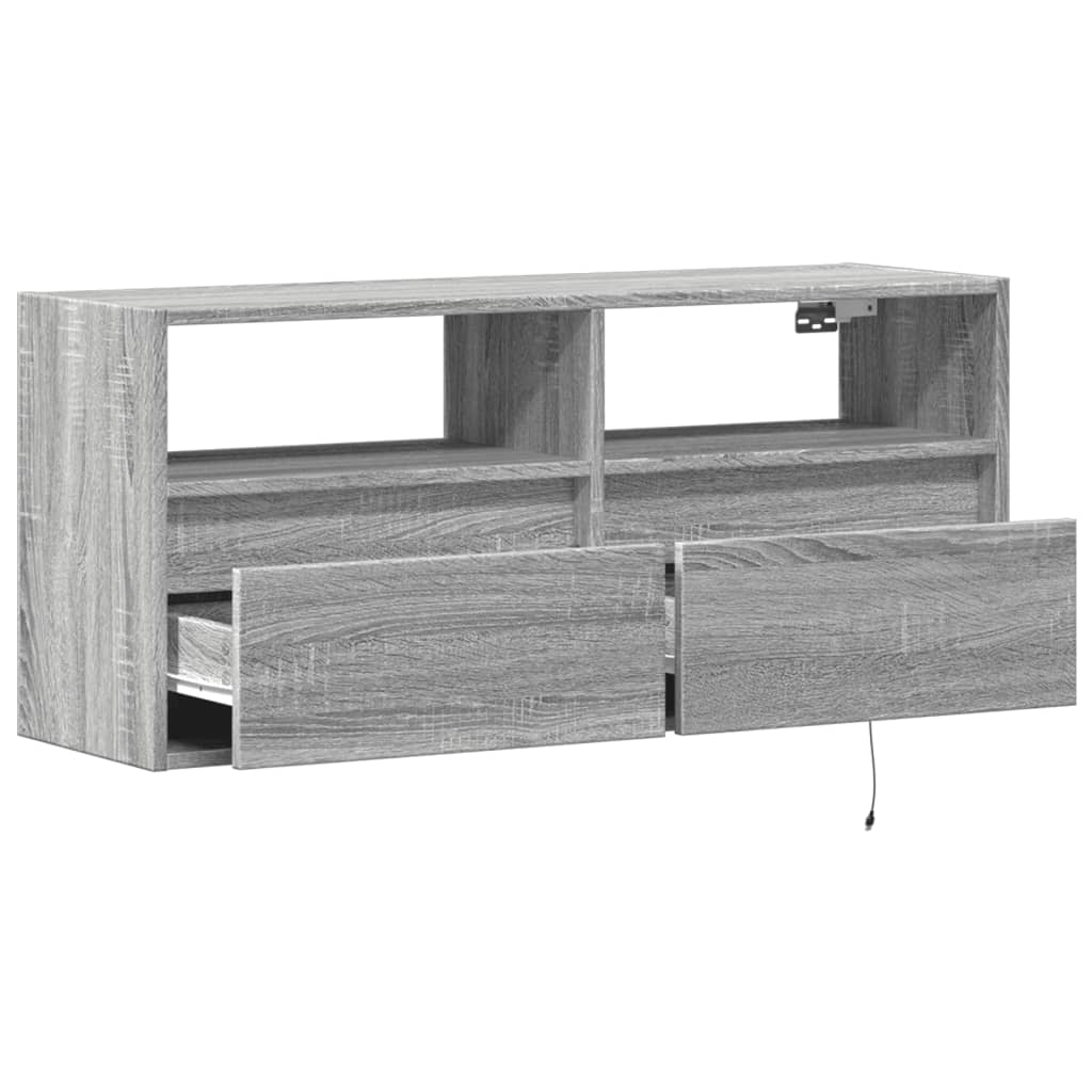Meuble TV mural avec lumières LED sonoma gris 100x31x45 cm - XIOS