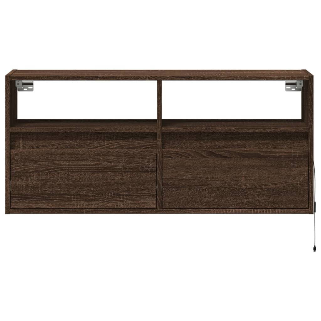 Meuble TV mural avec lumières LED chêne marron 100x31x45 cm - XIOS