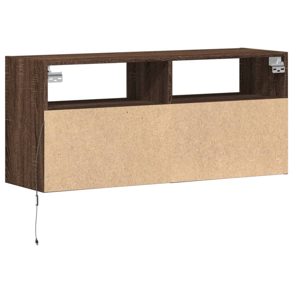 Meuble TV mural avec lumières LED chêne marron 100x31x45 cm - XIOS