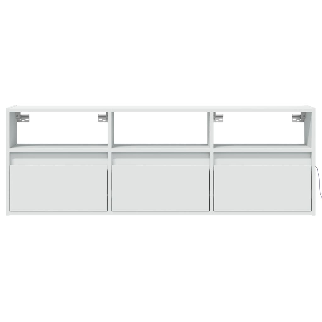Meuble TV mural avec lumières LED blanc 130x31x45 cm - XIOS