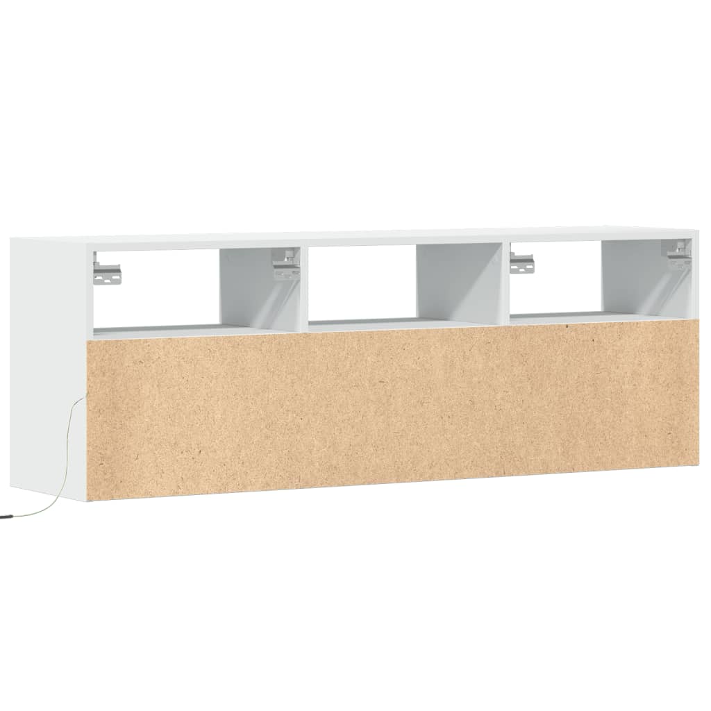 Meuble TV mural avec lumières LED blanc 130x31x45 cm - XIOS