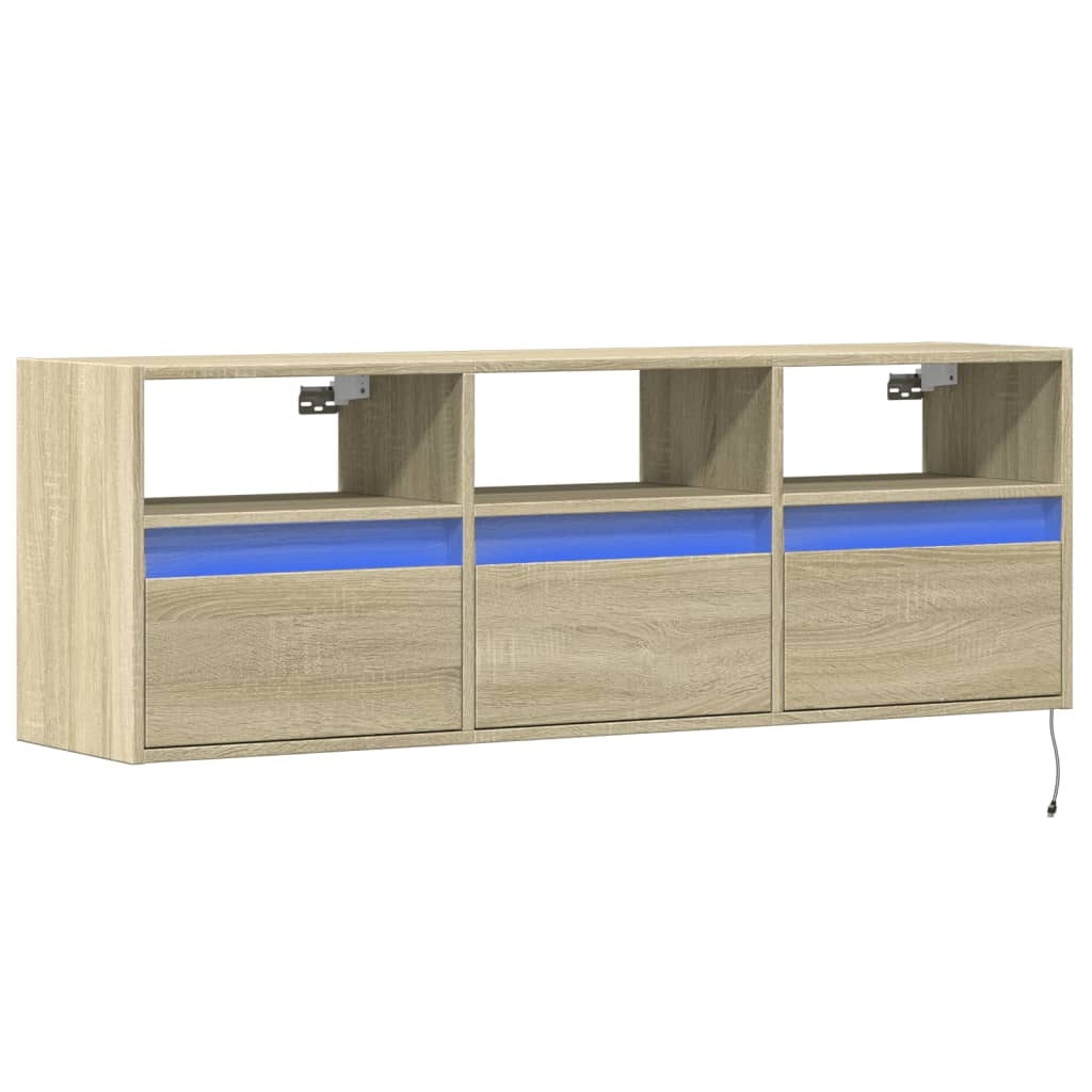 Meuble TV mural avec lumières LED chêne sonoma 130x31x45 cm - XIOS