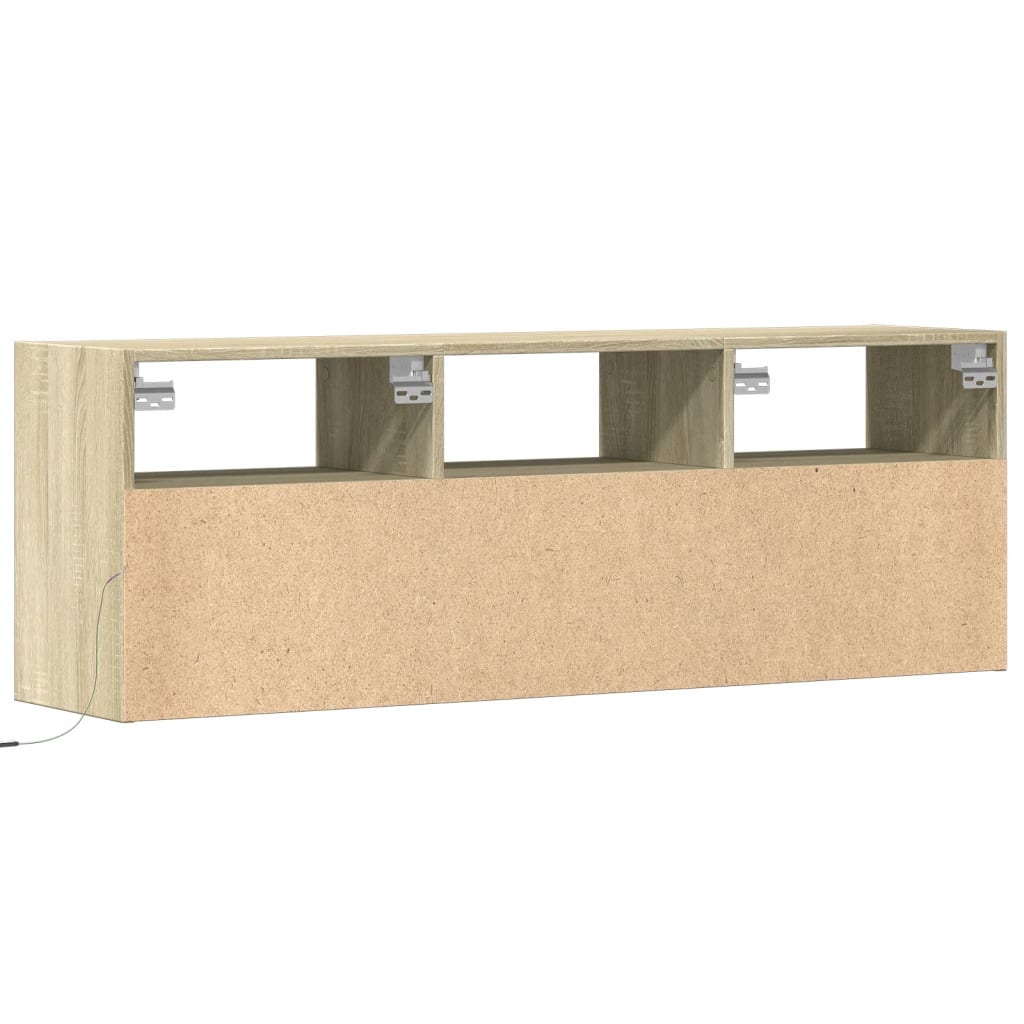 Meuble TV mural avec lumières LED chêne sonoma 130x31x45 cm - XIOS
