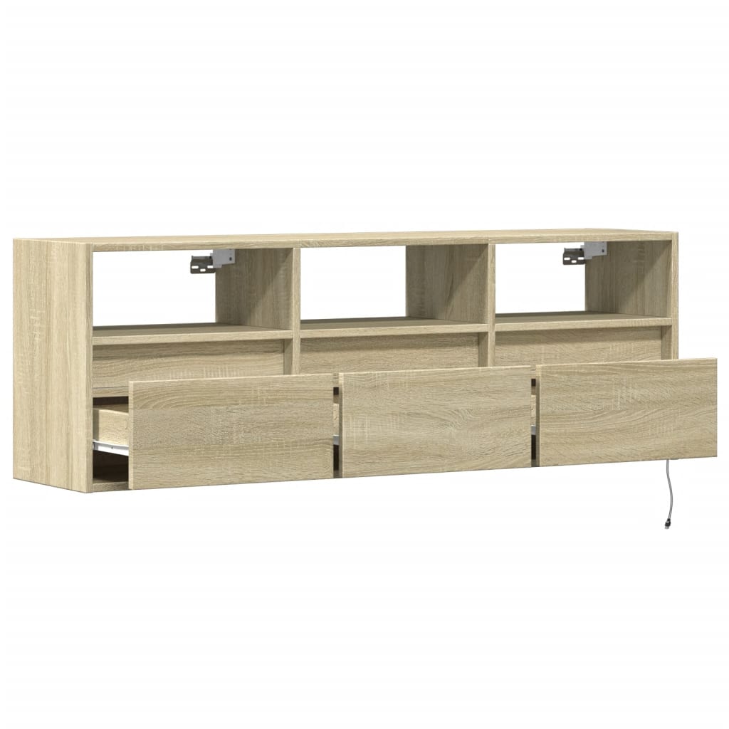 Meuble TV mural avec lumières LED chêne sonoma 130x31x45 cm - XIOS