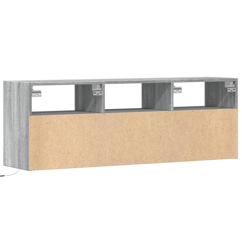Meuble TV mural avec lumières LED sonoma gris 130x31x45 cm - XIOS