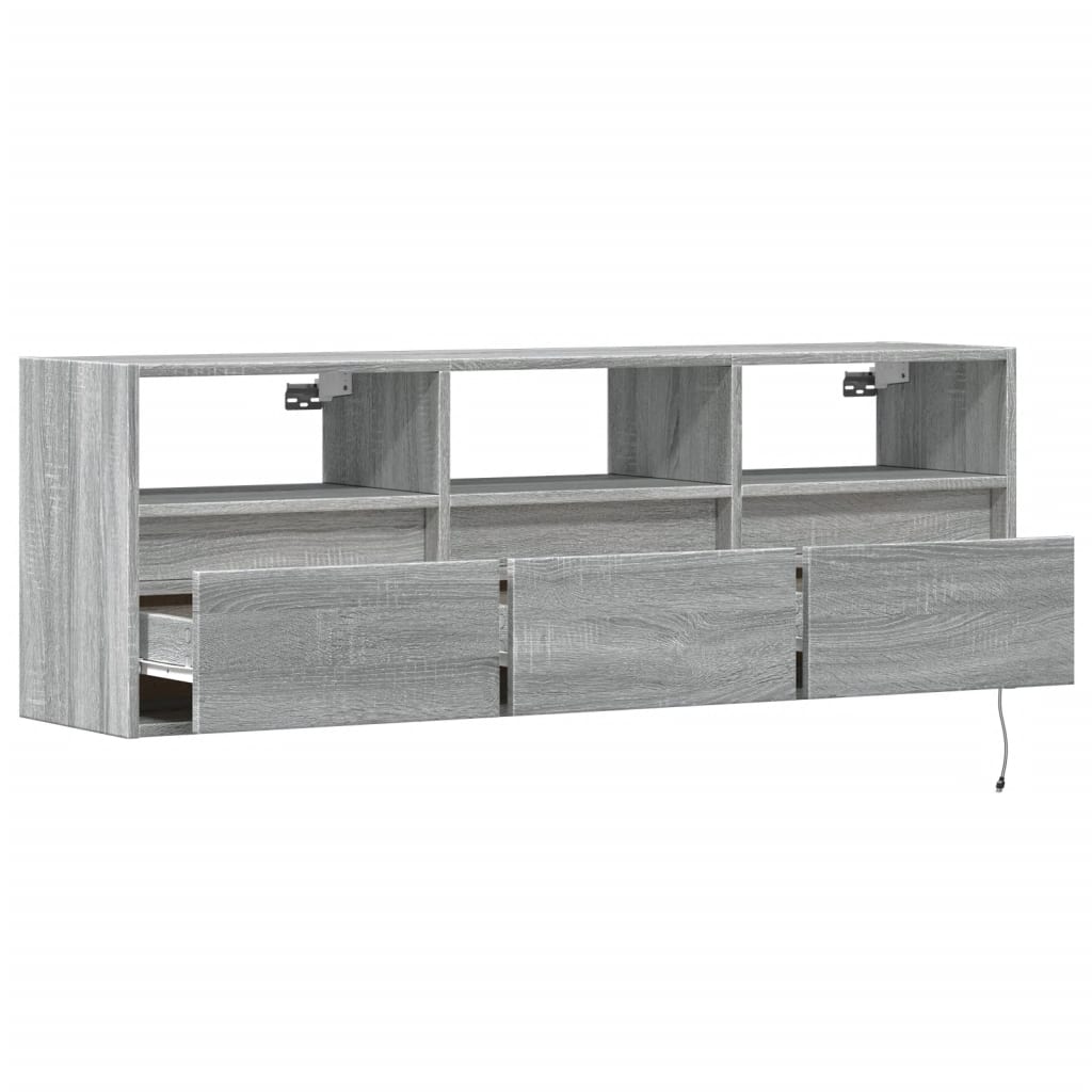 Meuble TV mural avec lumières LED sonoma gris 130x31x45 cm - XIOS