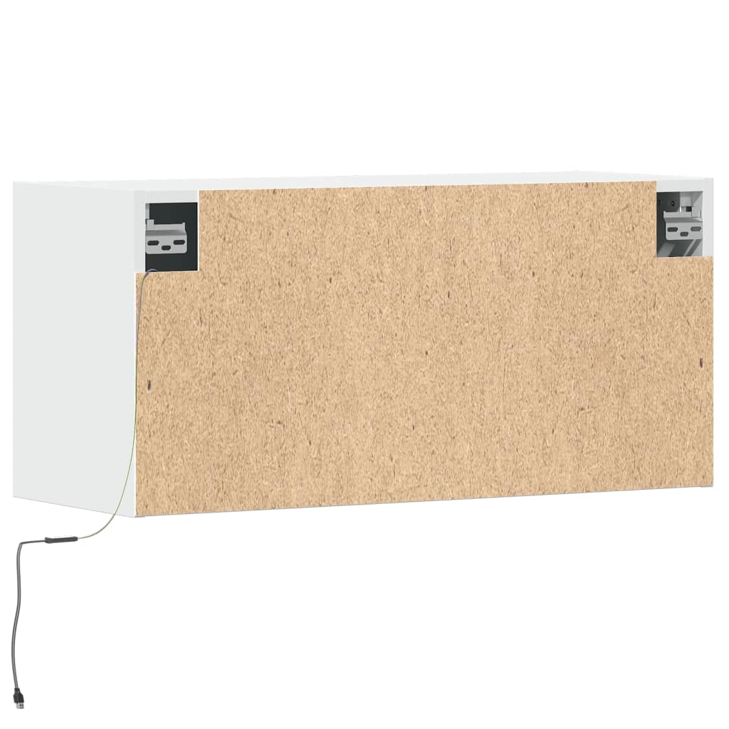 Meuble TV mural avec lumières LED blanc 80x31x35 cm - XIOS