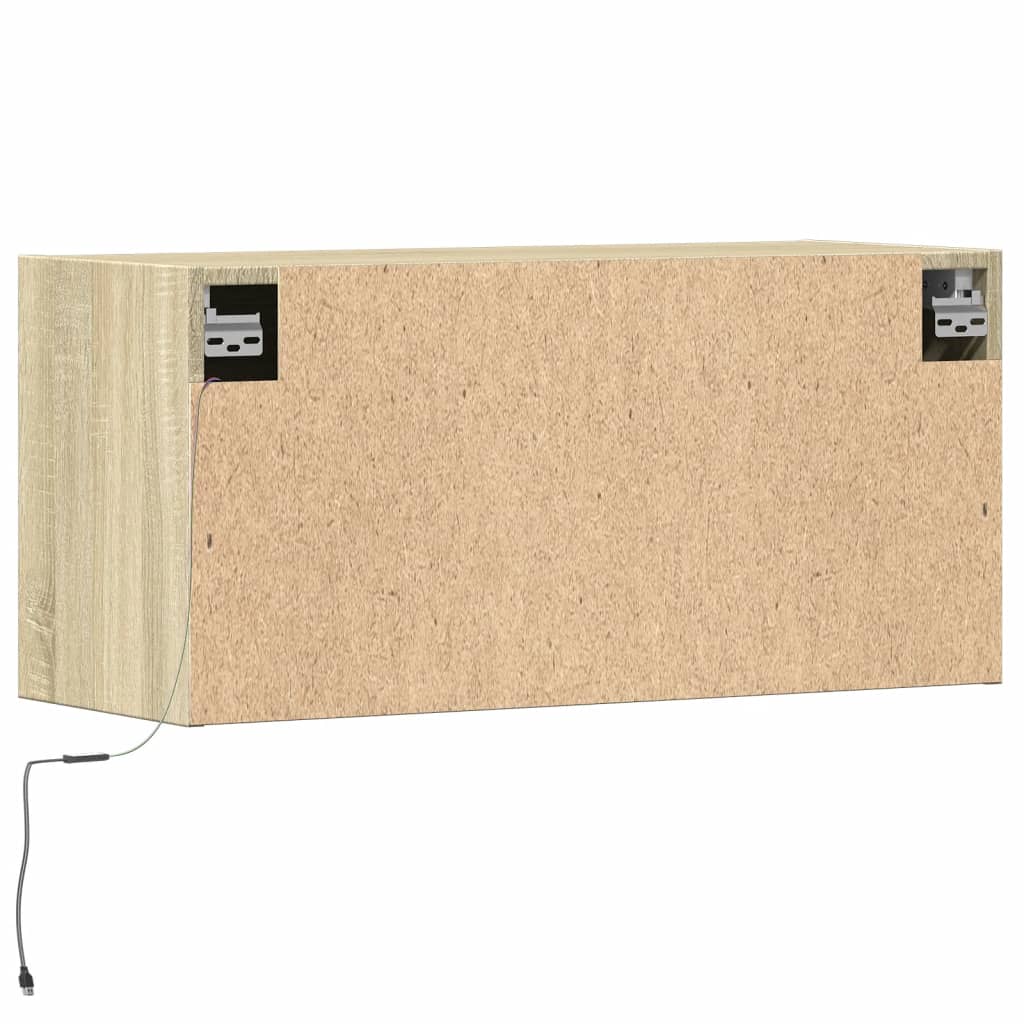Meuble TV mural avec lumières LED chêne sonoma 80x31x35 cm - XIOS