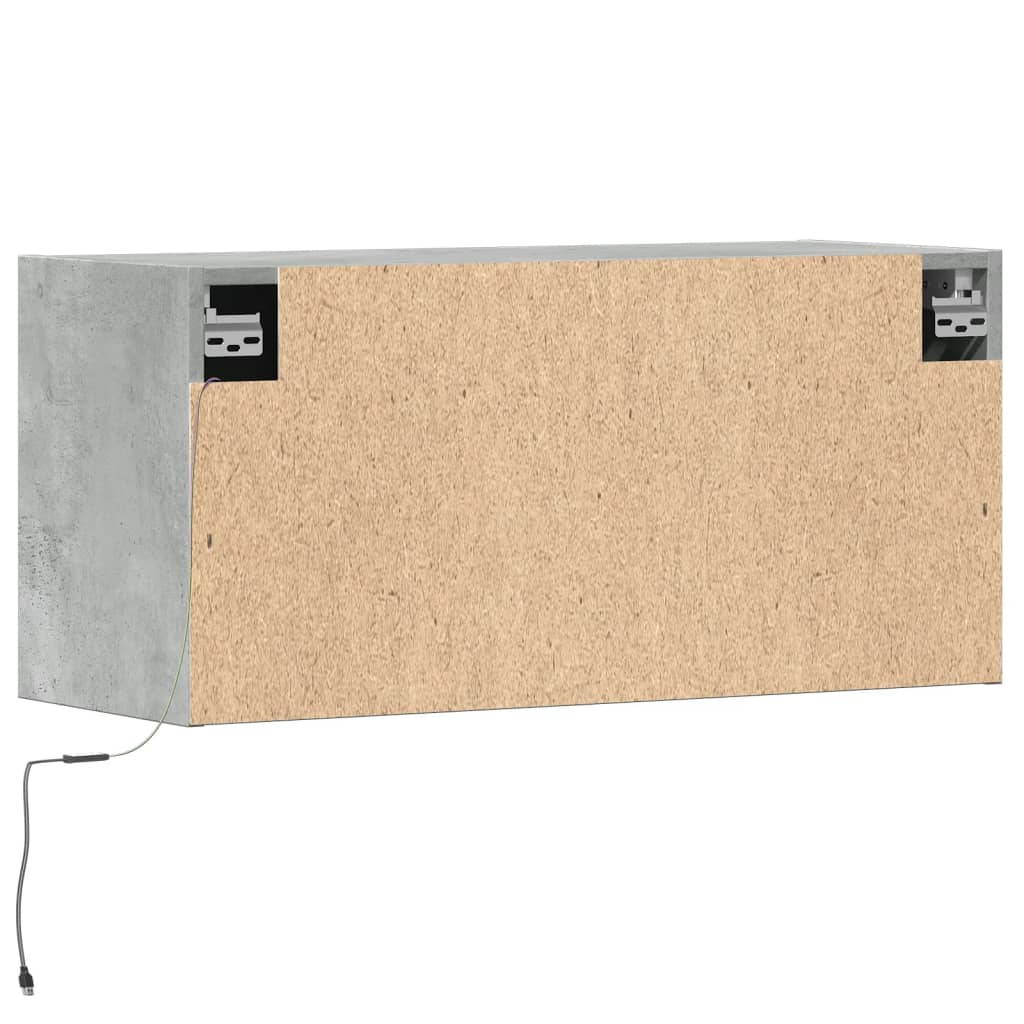 Meuble TV mural avec lumières LED gris béton 80x31x35 cm - XIOS