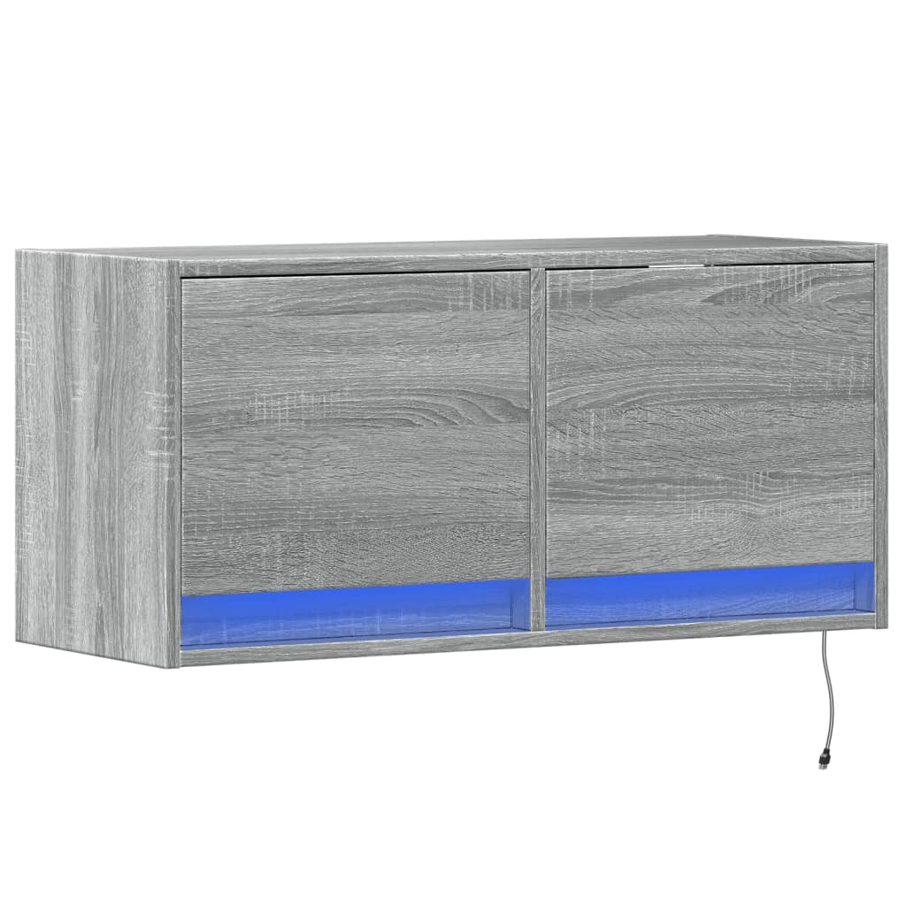 Meuble TV mural avec lumières LED sonoma gris 80x31x35 cm - XIOS
