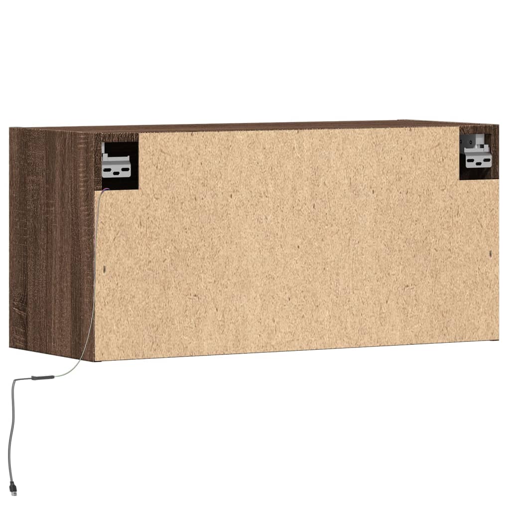 Meuble TV mural avec lumières LED chêne marron 80x31x35 cm - XIOS