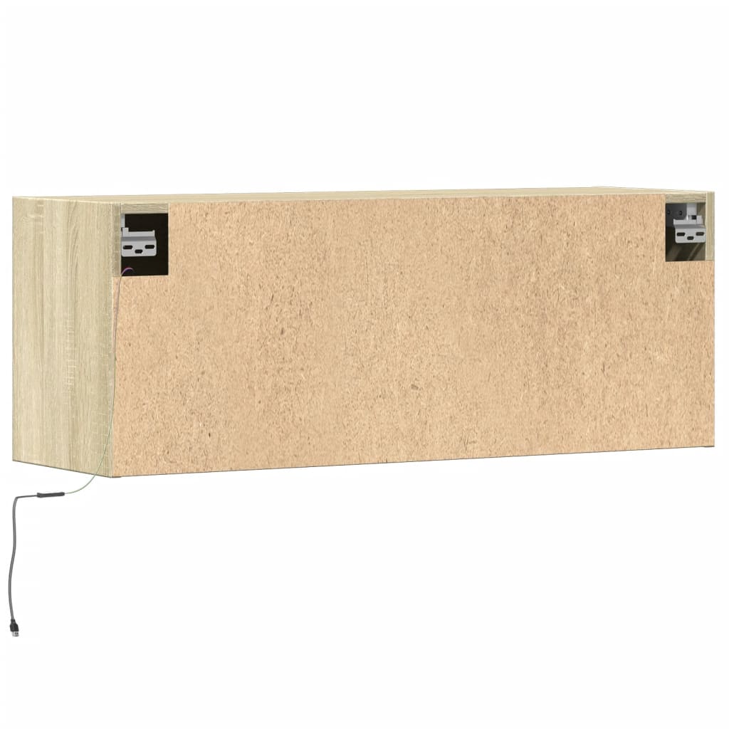 Meuble TV mural avec lumières LED chêne sonoma 100x31x35 cm - XIOS