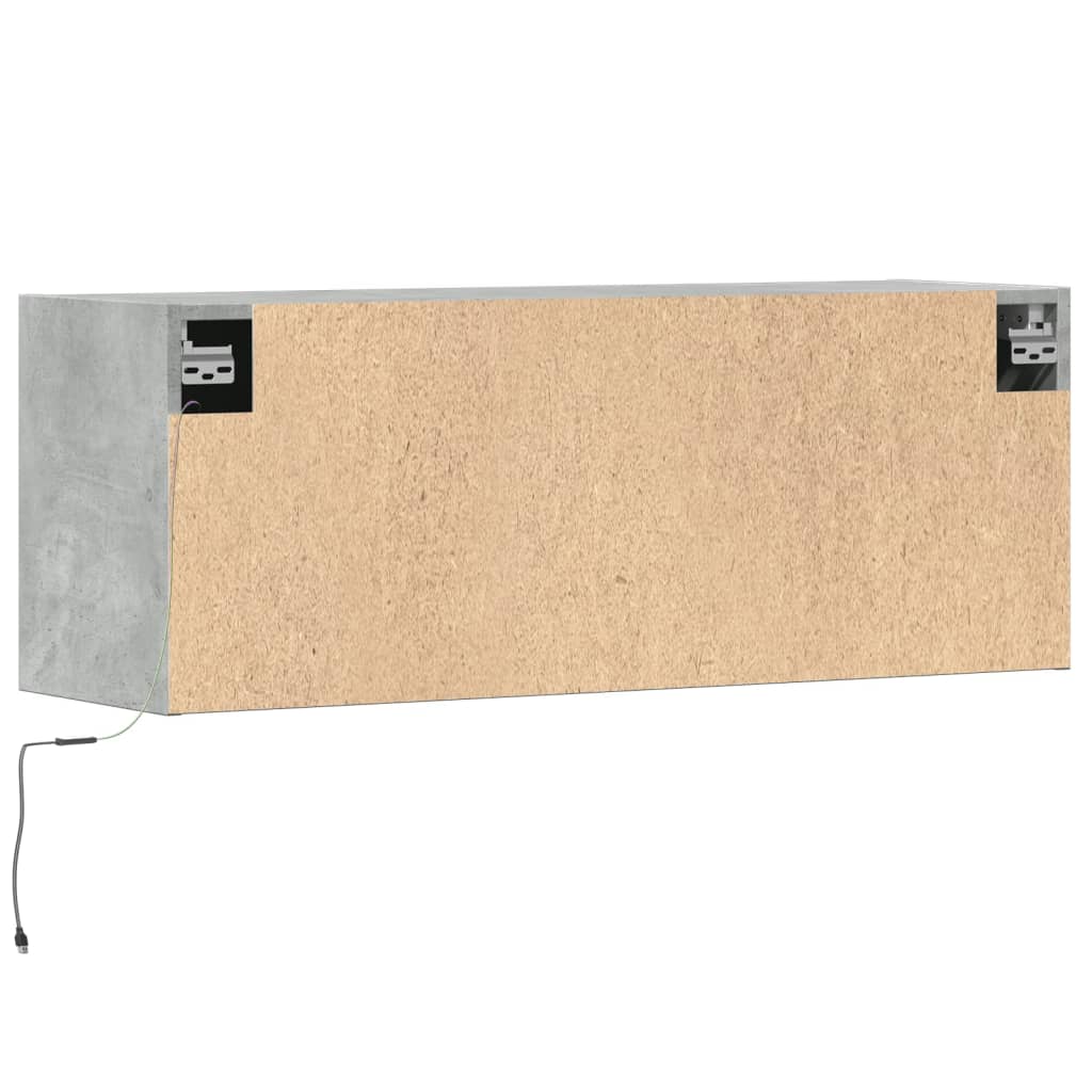 Meuble TV mural avec lumières LED gris béton 100x31x35 cm - XIOS