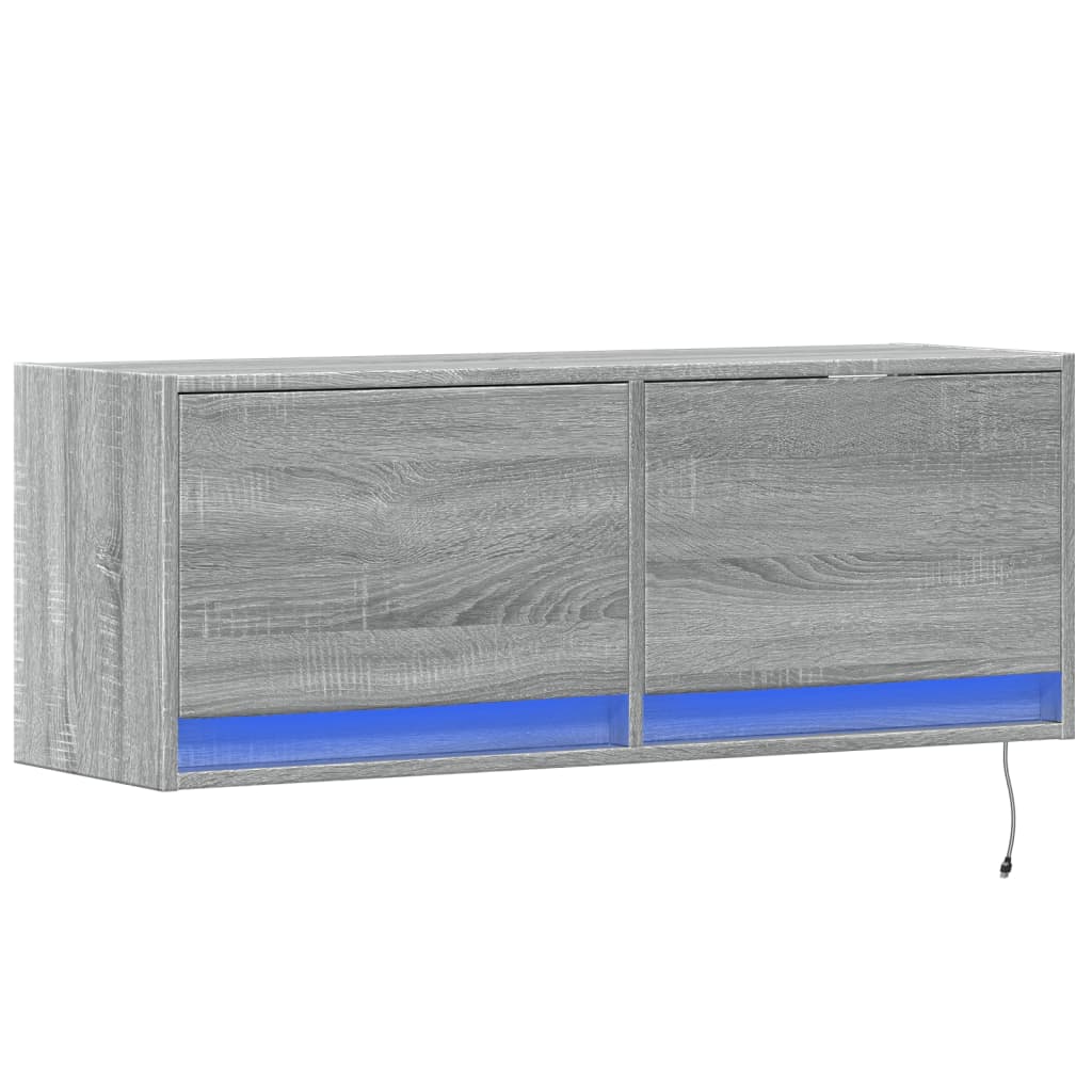 Meuble TV mural avec lumières LED sonoma gris 100x31x35 cm - XIOS