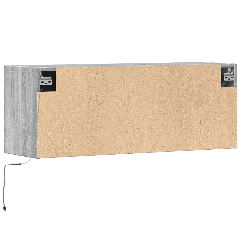 Meuble TV mural avec lumières LED sonoma gris 100x31x35 cm - XIOS