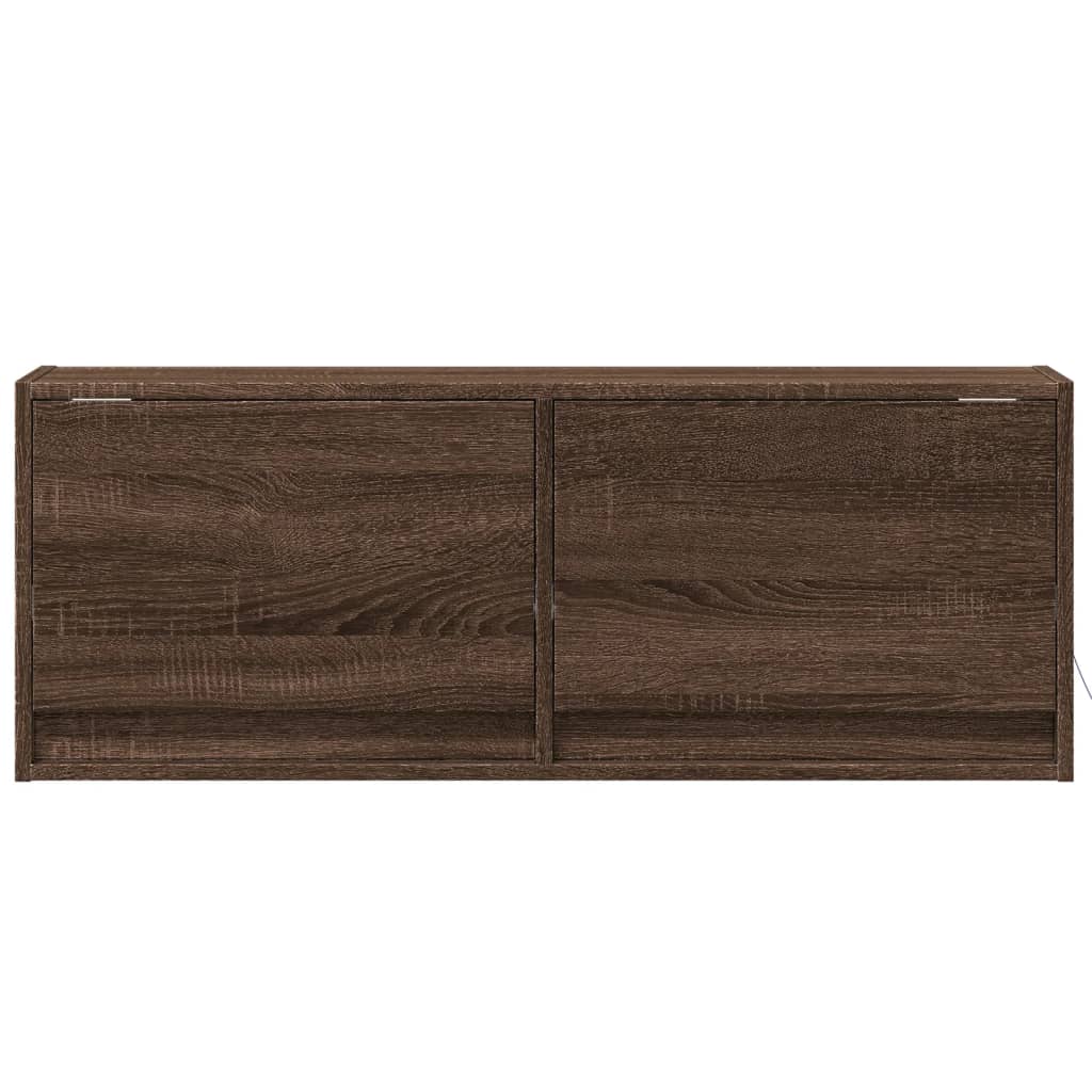 Meuble TV mural avec lumières LED chêne marron 100x31x35 cm - XIOS